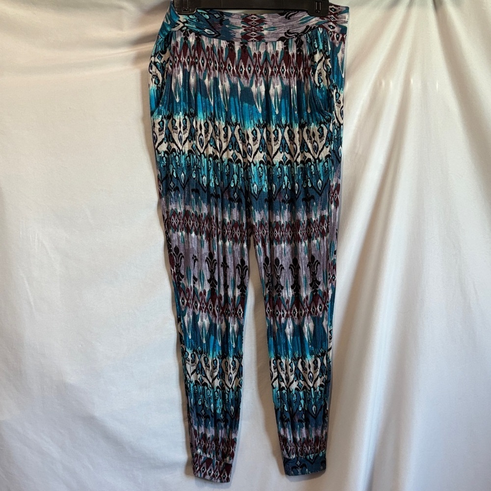 Patterned Leggings Blue Purple Black MM394